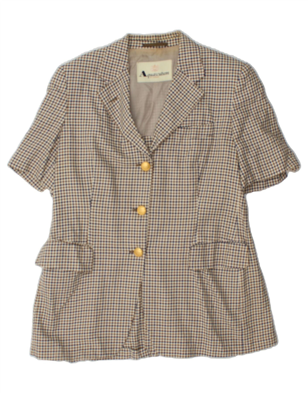 AQUASCUTUM Womens 3 Button Blazer Jacket IT 48 XL Beige Houndstooth Vintage Aquascutum and Second-Hand Aquascutum from Messina Hembry 