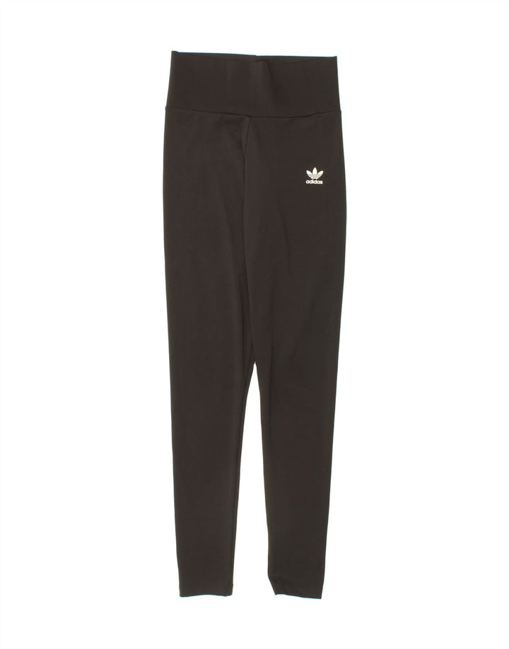 ADIDAS Womens Graphic Leggings UK 8 Small Black Polyester Vintage Adidas and Second-Hand Adidas from Messina Hembry 