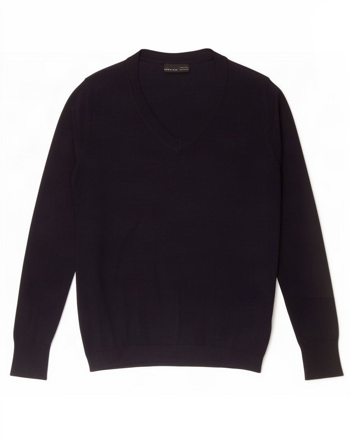 Zara Herre V-hals sweater Stor Marineblå