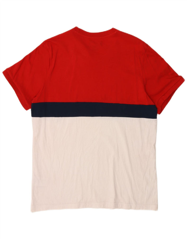 Adidas Herre T-Shirt Top Stor Rød Colourblock Bomuld