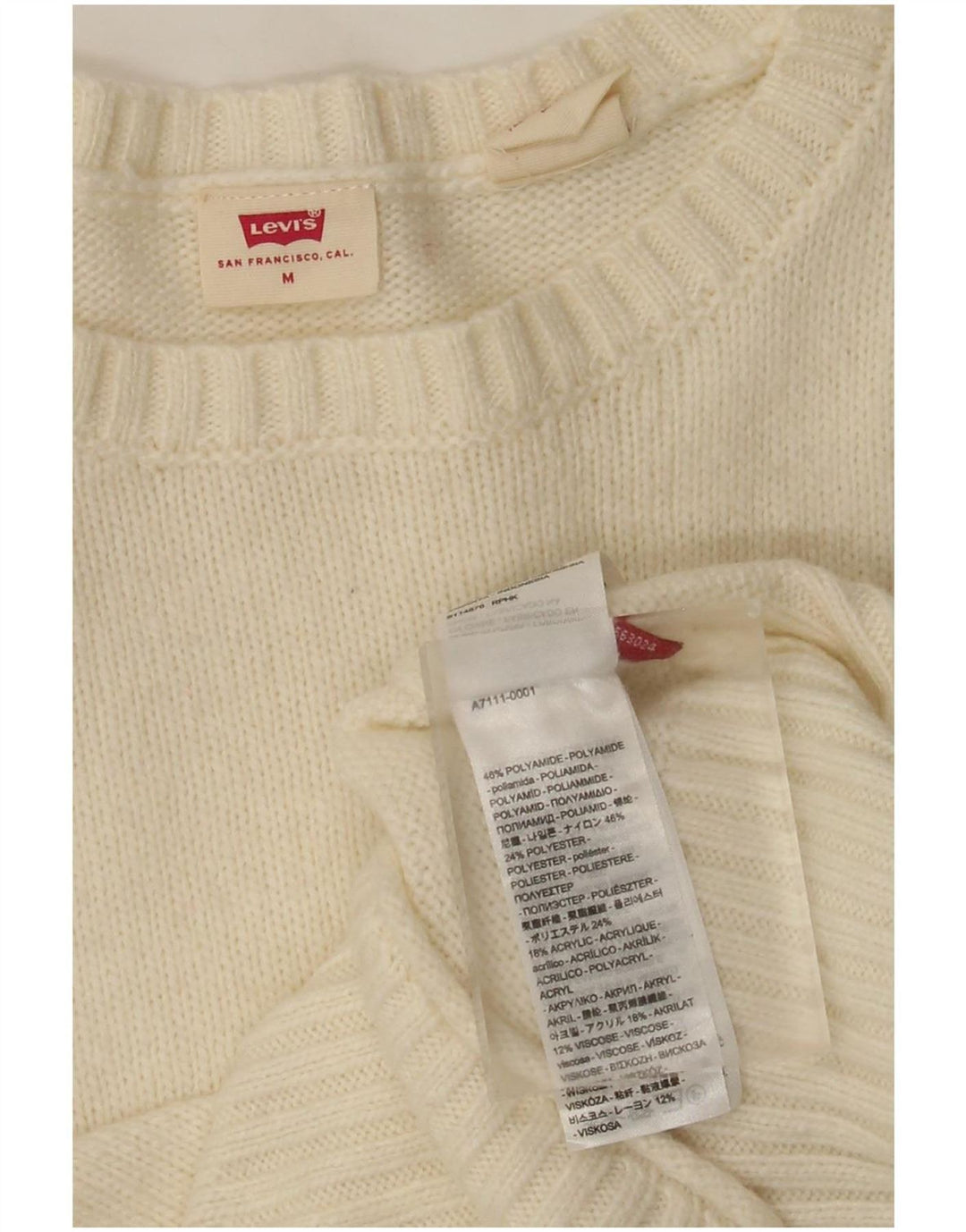 Levi's Dame Boat Neck Jumper Sweater UK 12 Medium Off White Polyamid