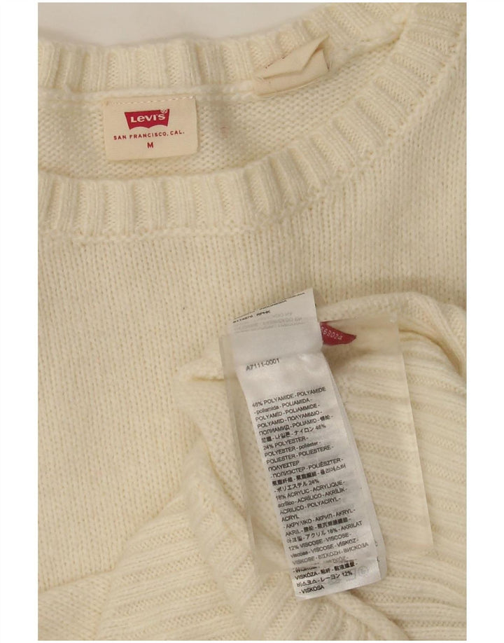 Levi's Dame Boat Neck Jumper Sweater UK 12 Medium Off White Polyamid