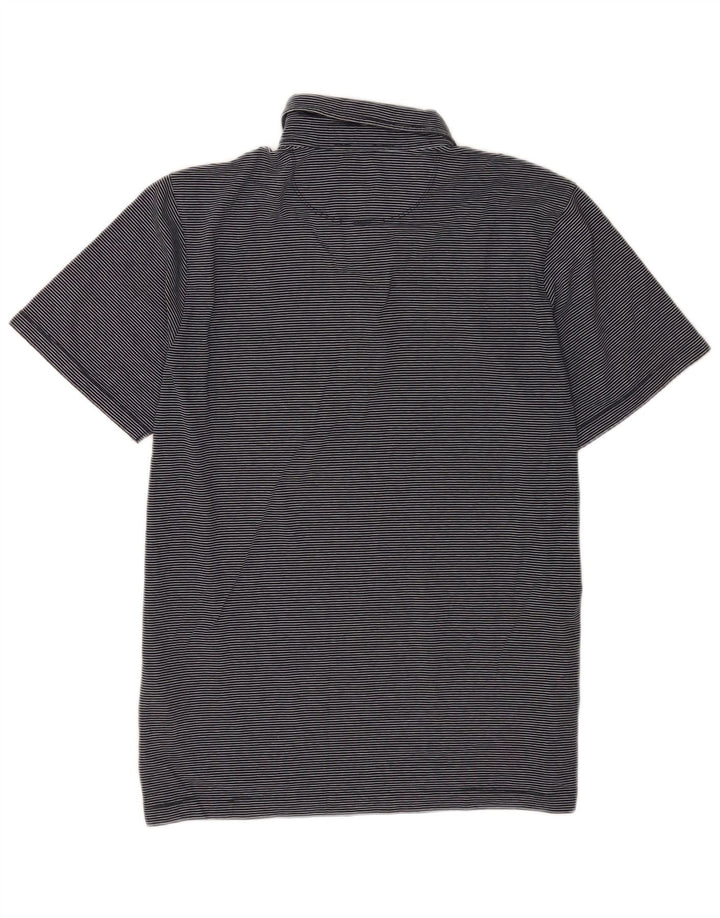 Stiksav herre poloshirt Medium marineblå nålestribet bomuld
