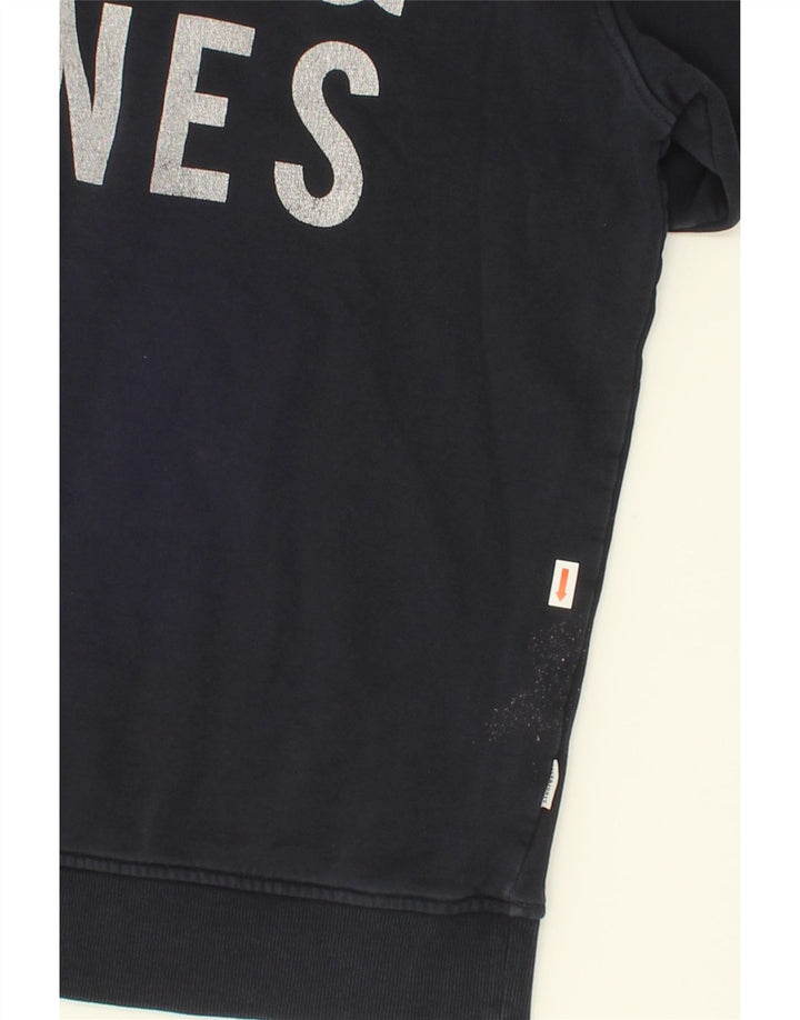 JACK & JONES Mens Graphic Hoodie Jumper Medium Navy Blue Cotton Vintage Jack & Jones and Second-Hand Jack & Jones from Messina Hembry 