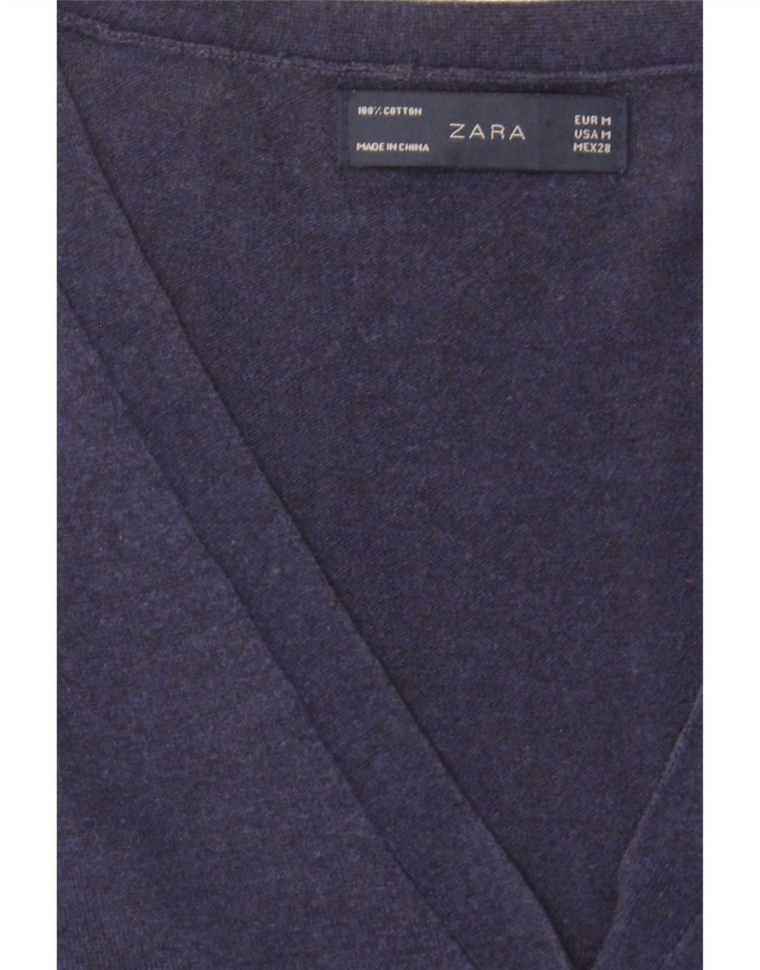 Zara Dame Cardigan Sweater UK 12 Medium Navyblå Bomuld