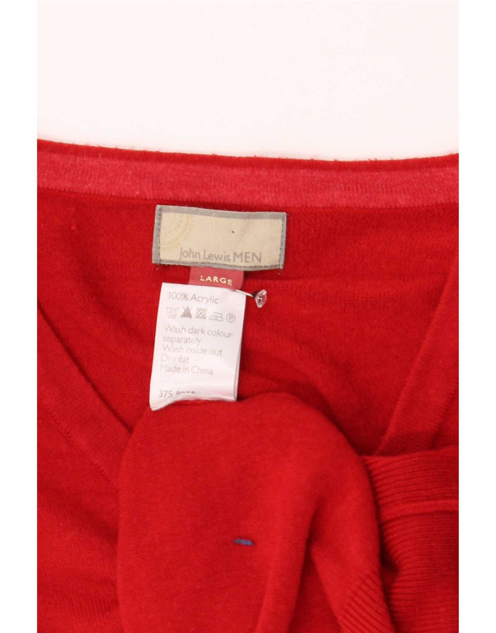 John Lewis Herre V-hals sweater Stor rød akryl