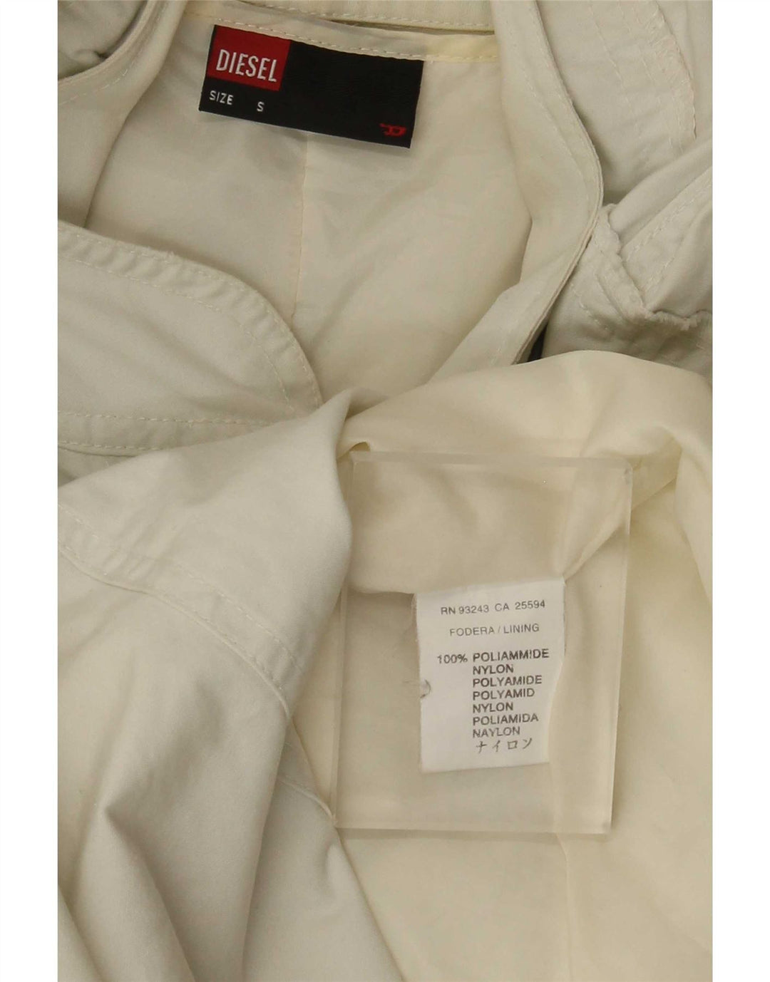 Diesel Dame Hooded Parka Jacket UK 10 Small White Polyamide