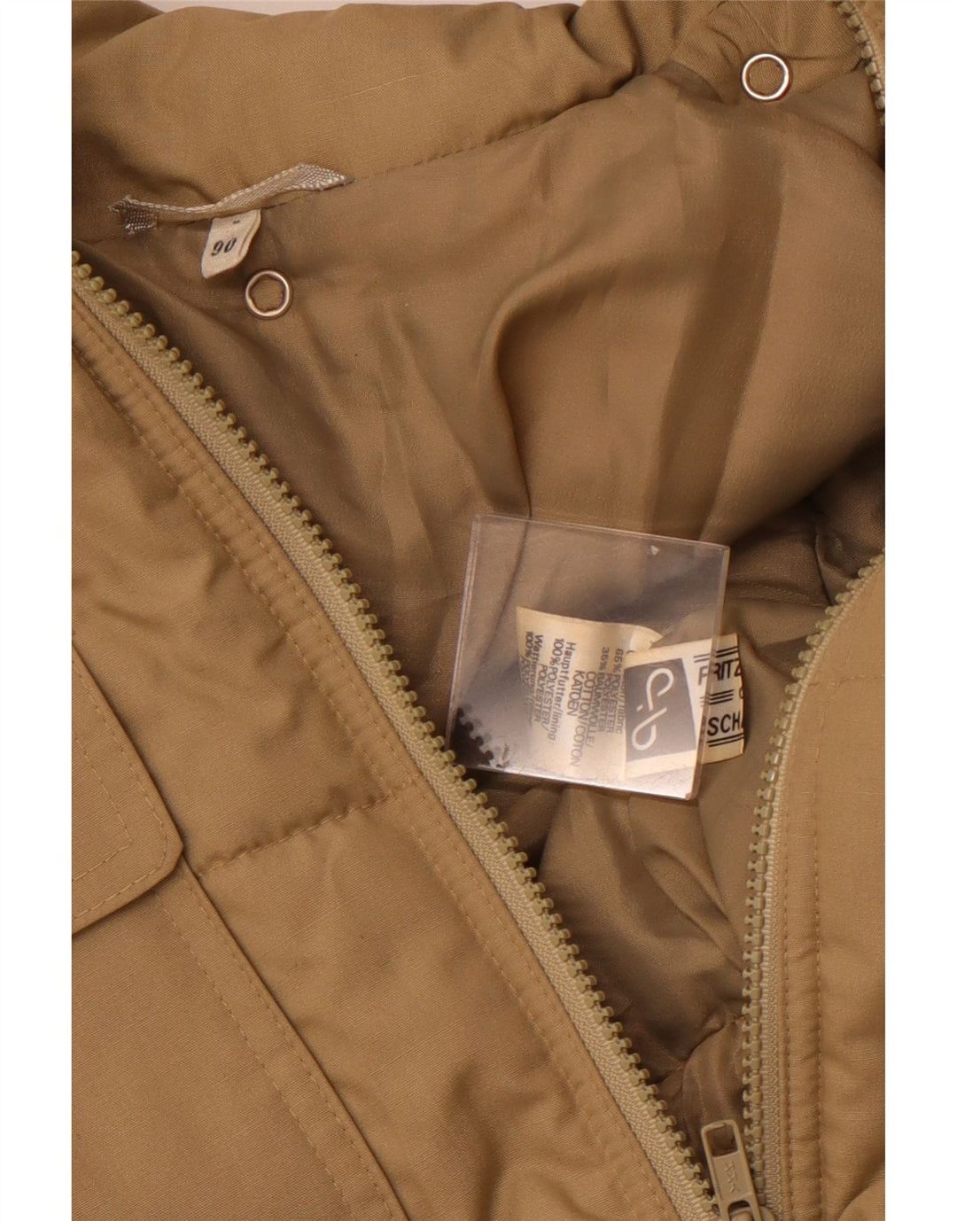 Vintage polstret herrefrakke UK 36 Small Beige Polyester