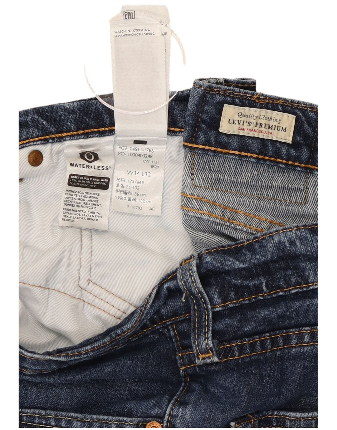 Levi's Herre 511 Slim Jeans W34 L32 Marineblå Bomuld