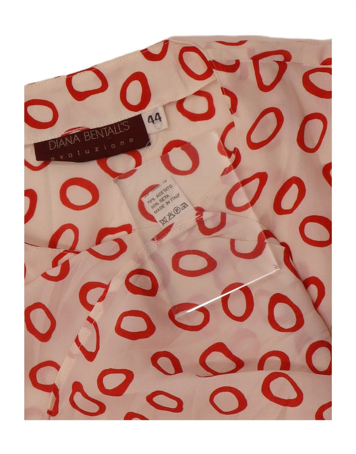 Diana Bentalls skjortebluse til kvinder IT 44 Medium rød geometrisk acetat