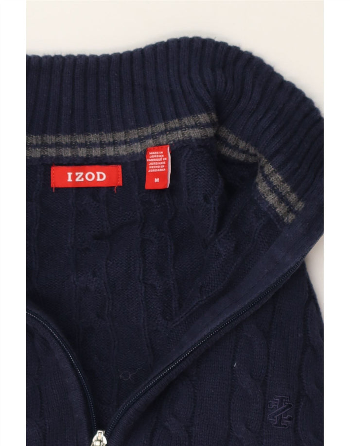 Izod Herre Zip Neck Jumper Sweater Medium Navy Blue Bomuld