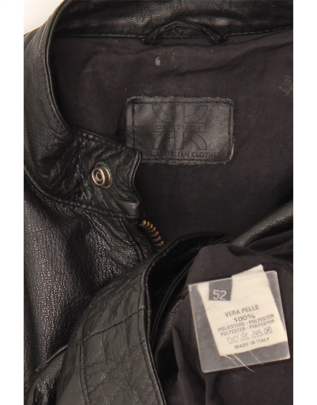 Vintage Herre Læder Biker Jacket IT 52 XL Sort