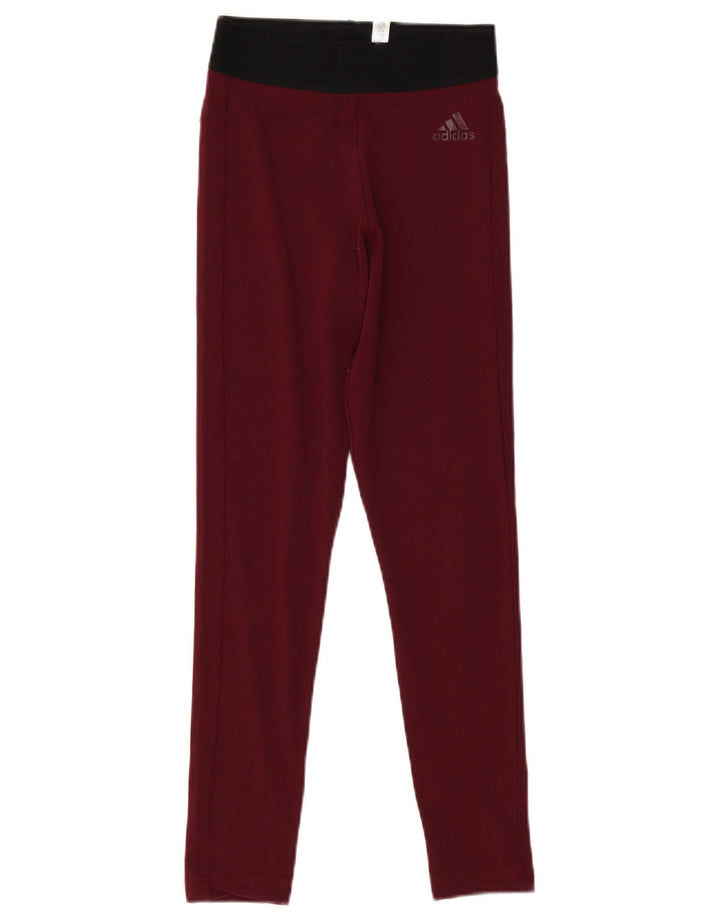 Adidas Dame Leggings UK 4/6 XS Bourgogne bomuld
