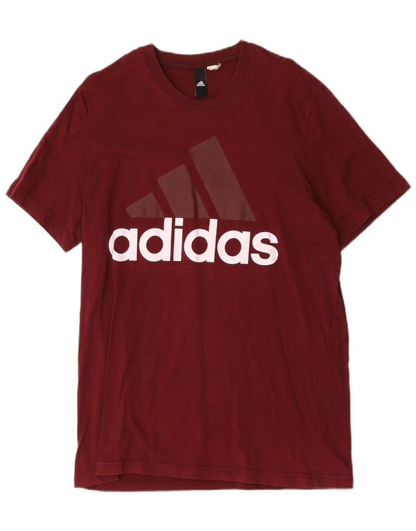 Adidas Herre grafisk T-shirt Top Medium Bourgogne bomuld