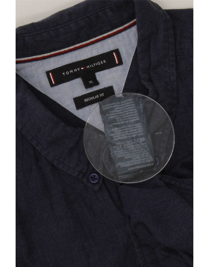 Tommy Hilfiger Herre Regular Fit skjorte XL marineblå bomuld