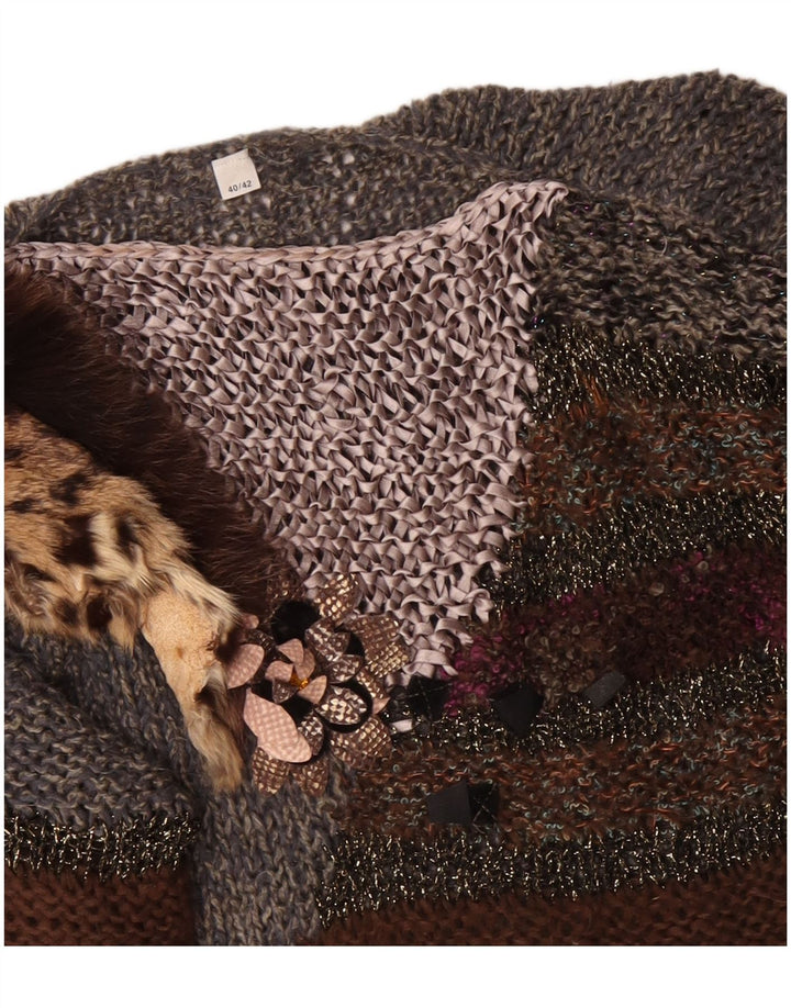 VINTAGE Dame Boat Neck sweater EU 40/42 Medium Grey Colourblock