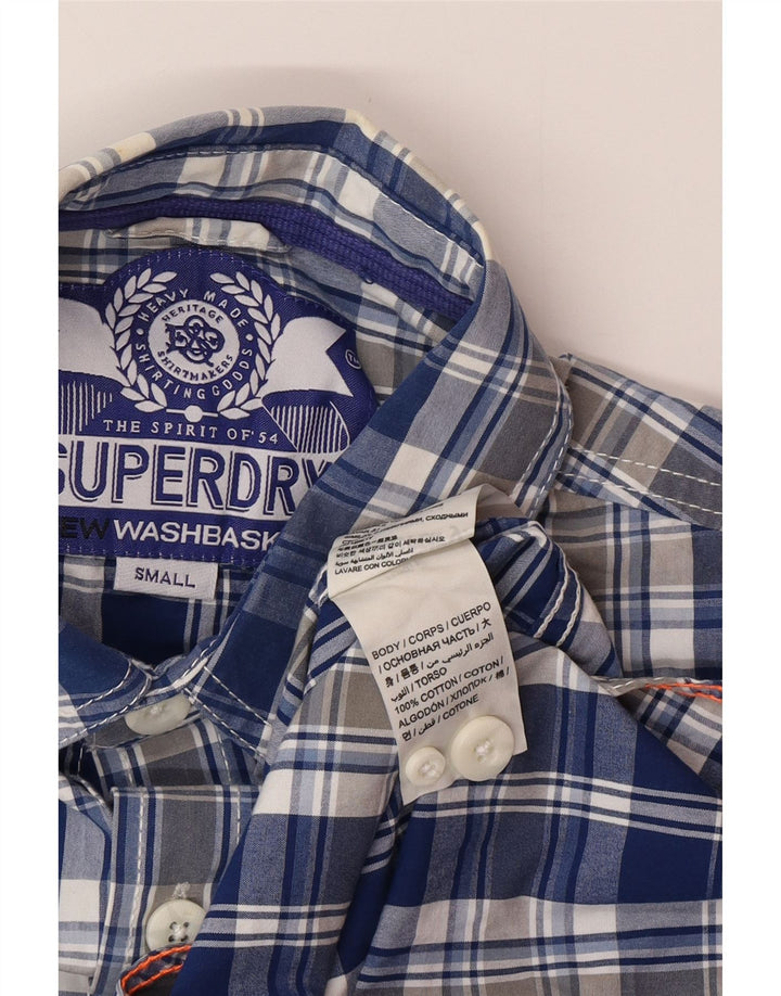 SUPERDRY herreskjorte lille blå ternet bomuld
