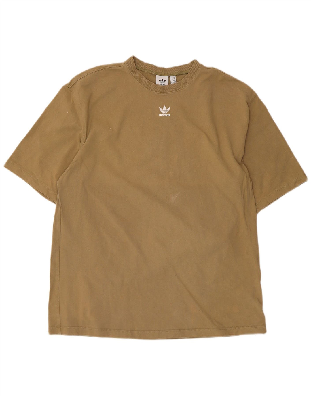 Adidas Dame T-Shirt Top UK 14 Medium Khaki Bomuld