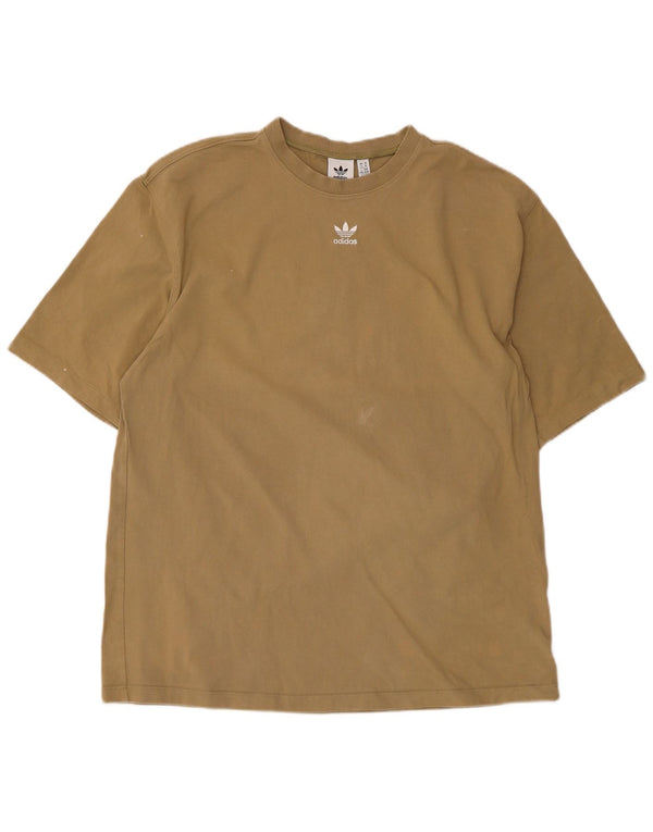 Adidas Dame T-Shirt Top UK 14 Medium Khaki Bomuld