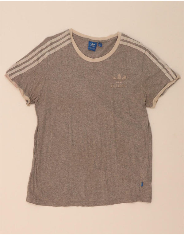 Adidas Dame T-Shirt Top UK 10 Small Grå Flecked Bomuld