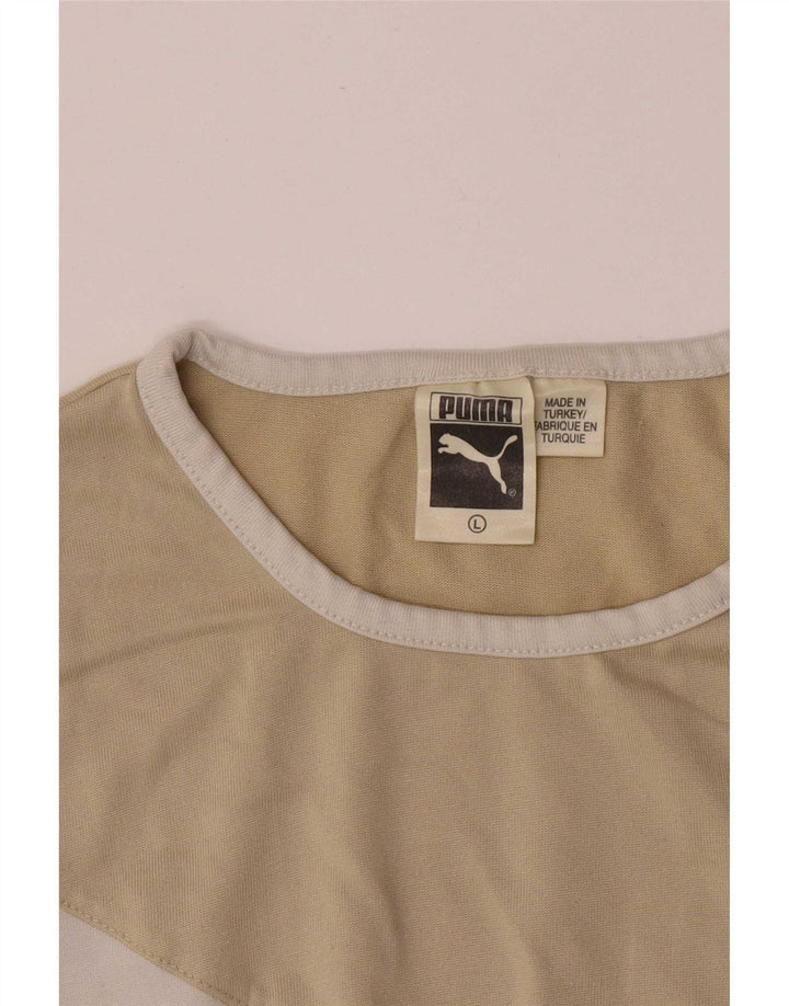 Puma Dame Ærmeløs Vest Top UK 14 Stor Beige Colourblock