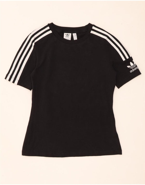 Adidas Dame T-Shirt Top UK 14 Medium Sort Bomuld