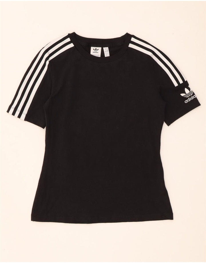Adidas Dame T-Shirt Top UK 14 Medium Sort Bomuld