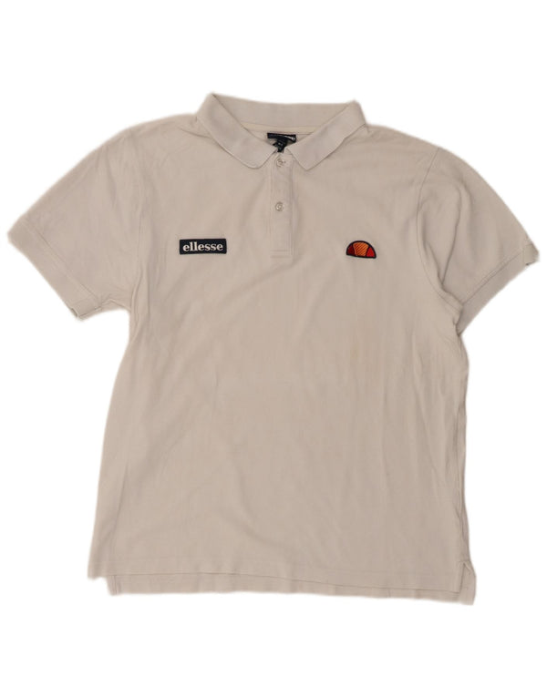 Ellesse Boys Polo Shirt 15-16 År Stor Hvid Bomuld