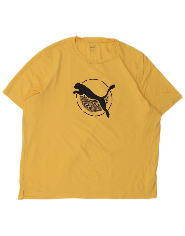 Puma Herre Grafisk T-Shirt Top 2XL Gul Bomuld