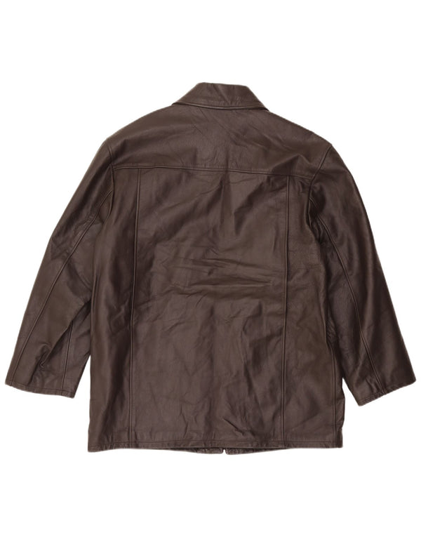 VINTAGE drenge læderfrakke 15-16 år XL Brunt læder