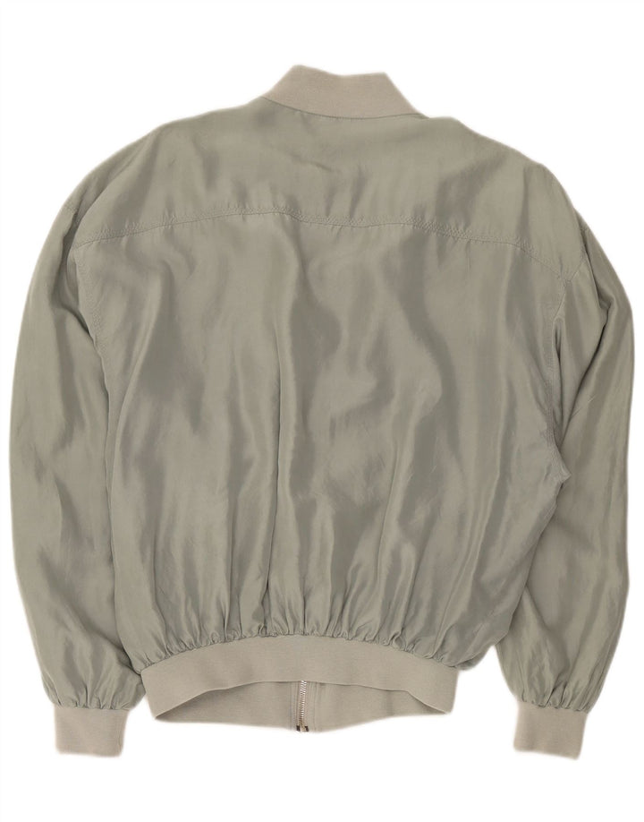 Manhattan Herre Bomber Jacket UK 38 Medium Grå Silke