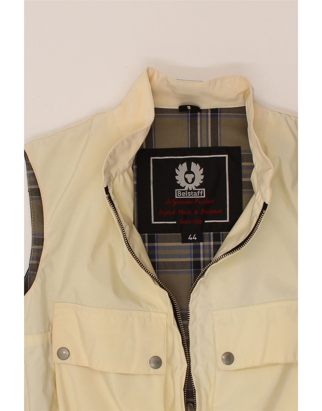 BELSTAFF Womens Crop Utility Gilet IT 44 Medium Beige Nylon Vintage Belstaff and Second-Hand Belstaff from Messina Hembry 