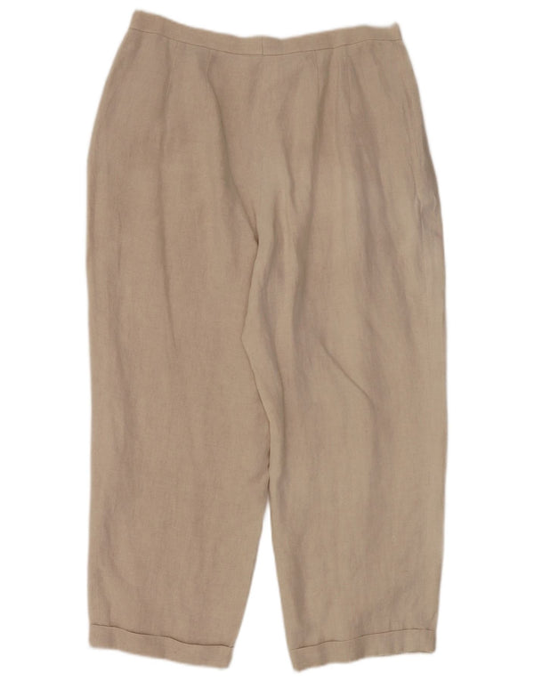 Marks & Spencer Dame Pegged Cropped Trousers UK 18 XL W32 L25 Beige Linen