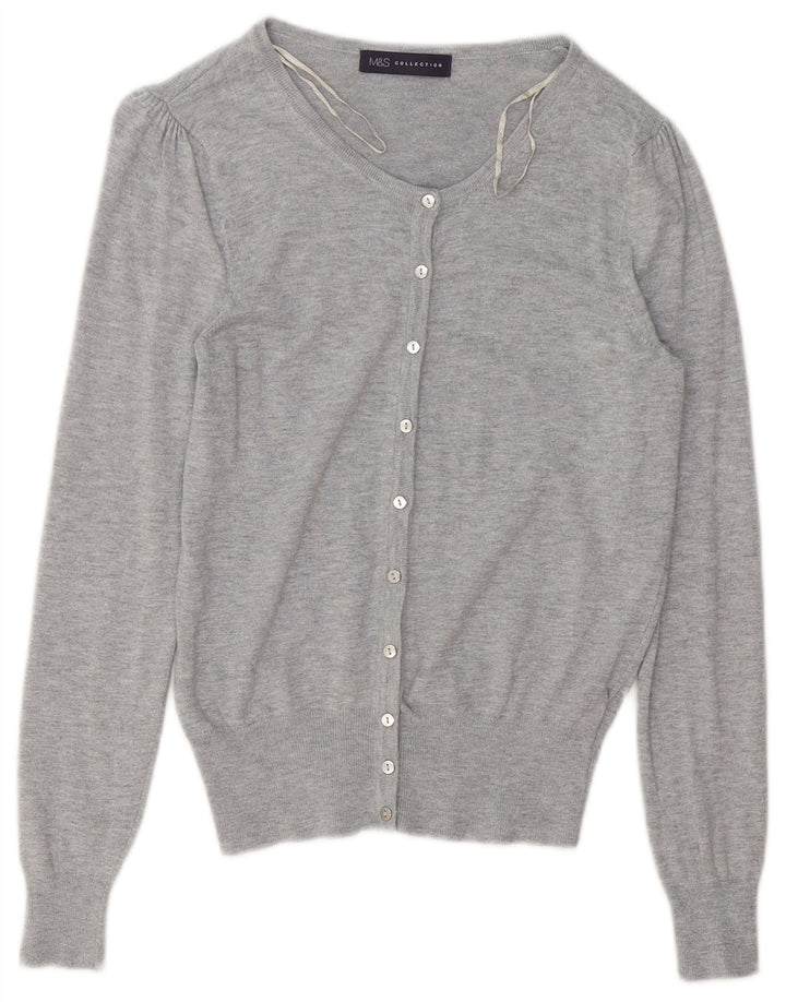 Marks & Spencer Dame Cardigan Sweater UK 8 Small Grey Flecked Viscose