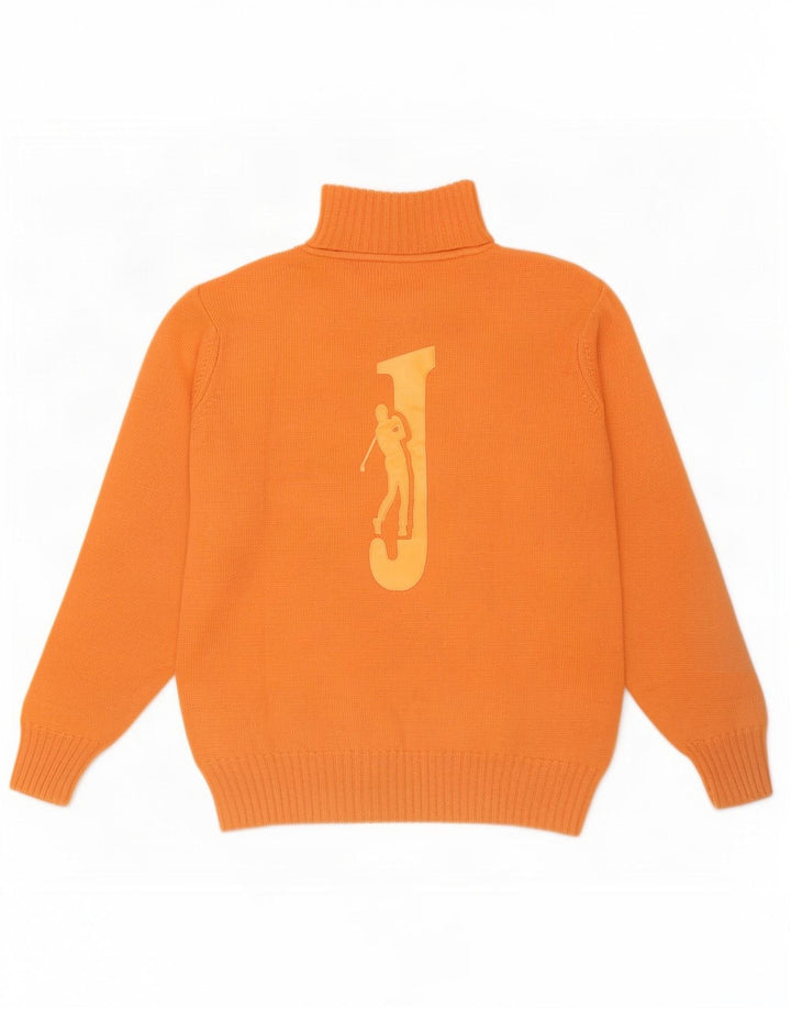 Jeckerson Herre Grafisk Zip Neck Jumper Sweater Medium Orange Uld
