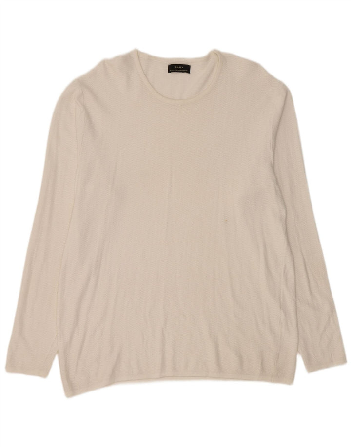 Zara Dame Top Langærmet UK 18 XL Hvid Sildeben