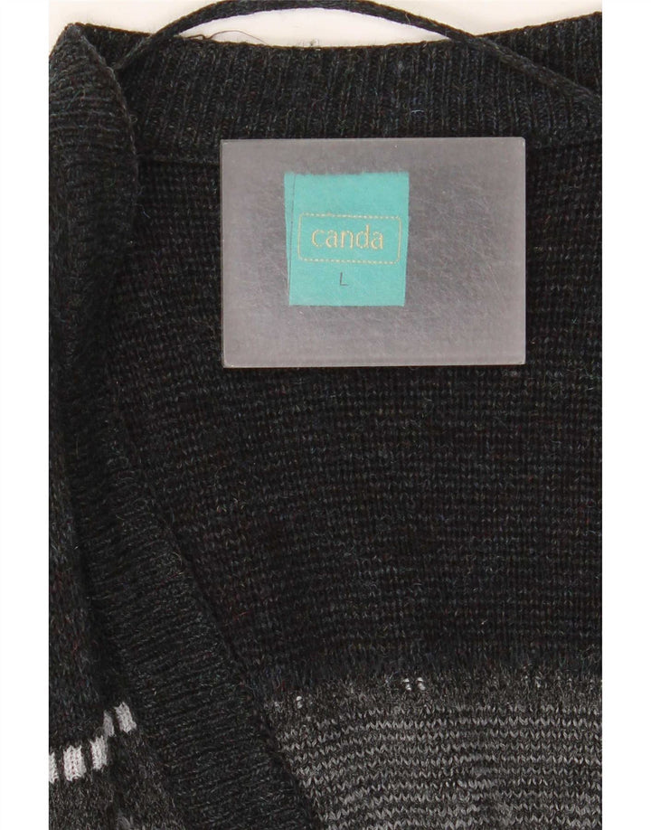 C&A Herre Canda Cardigan Sweater Large Navy Blue Fair Isle Akryl