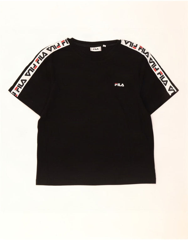 Fila Womens Graphic T-Shirt Top UK 10 Small Black Colourblock Cotton