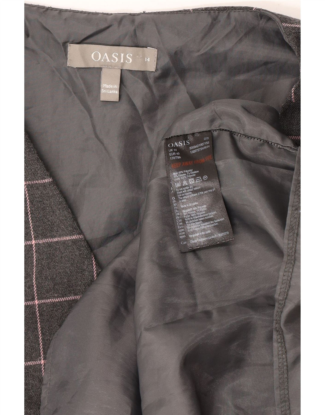 Oasis Kvinders Ærmeløs Skede Kjole UK 14 Medium Grey Ternet polyester