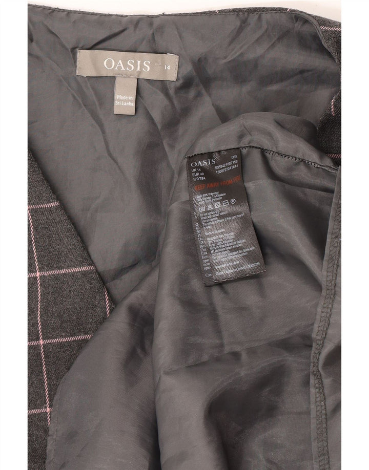 Oasis Kvinders Ærmeløs Skede Kjole UK 14 Medium Grey Ternet polyester