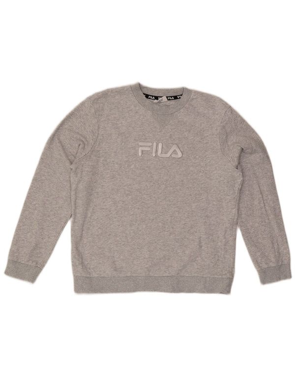 Fila Boys Graphic Sweatshirt Jumper 11-12 Years Grey Flecked Cotton