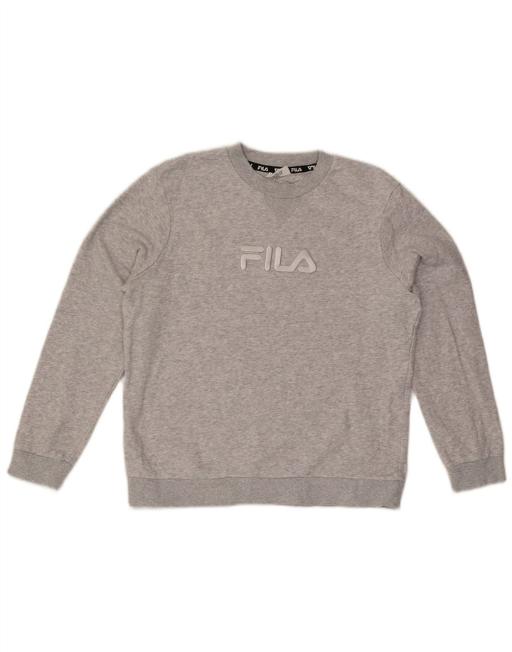 Fila Boys Graphic Sweatshirt Jumper 11-12 Years Grey Flecked Cotton