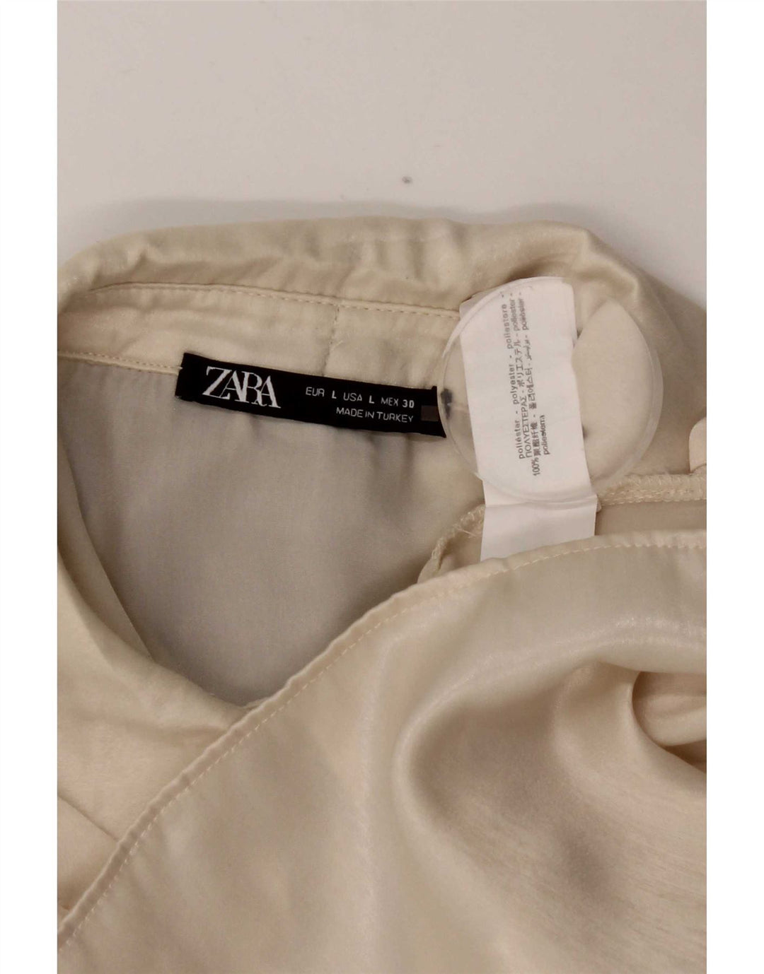 Zara Dameskjorte UK 16 Large Off White Polyester