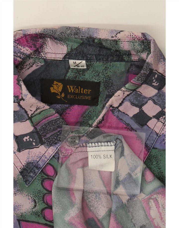 Vintage herre abstrakt mønster skjorte størrelse 39/40 Medium flerfarvet