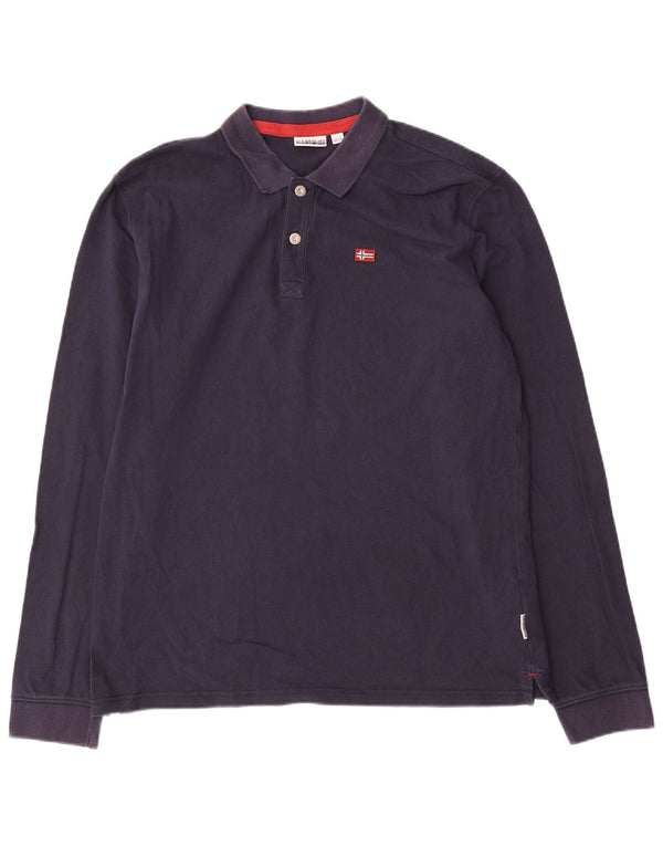 Napapijri Langærmet herre poloshirt XL marineblå bomuld