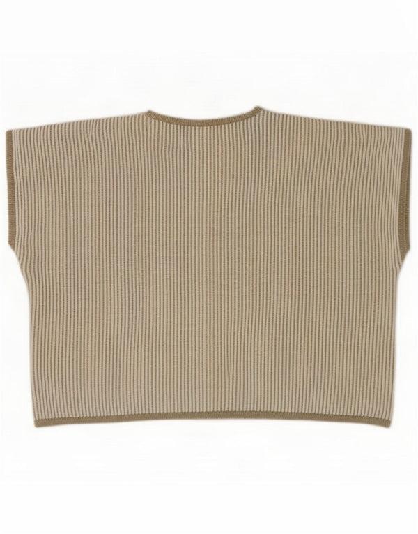 Naomi Dame Oversized Vest Tank Top US 2 XS Khaki Stribet Bomuld