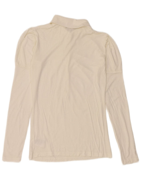 Gaudi langærmet poloskjorte til kvinder UK 12 Medium White Viscose