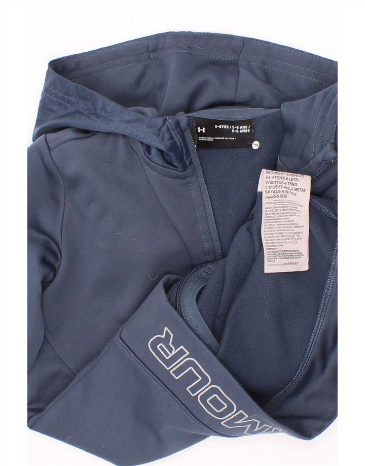 Under Armour Boys Zip Hoodie Sweater 5-6 år Navy Blue Polyester