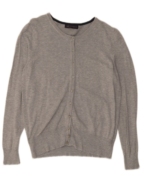 Marks & Spencer Dame Cardigan Sweater UK 16 Large Grey Flecked Viscose
