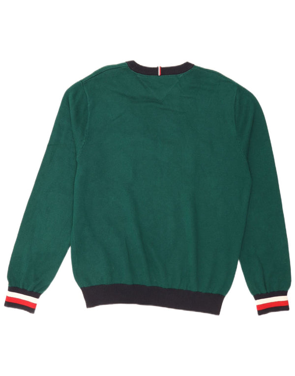 Tommy Hilfiger Herre Crew Neck sweater Medium Green Colourblock